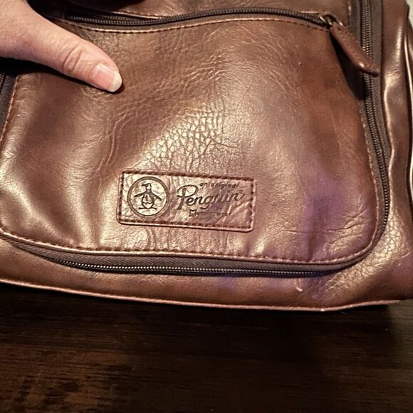 PENGUIN By Munsingwear - Brown Travel Shave Toiletry Bag Personal Kit Leather - Picture 4 of 8